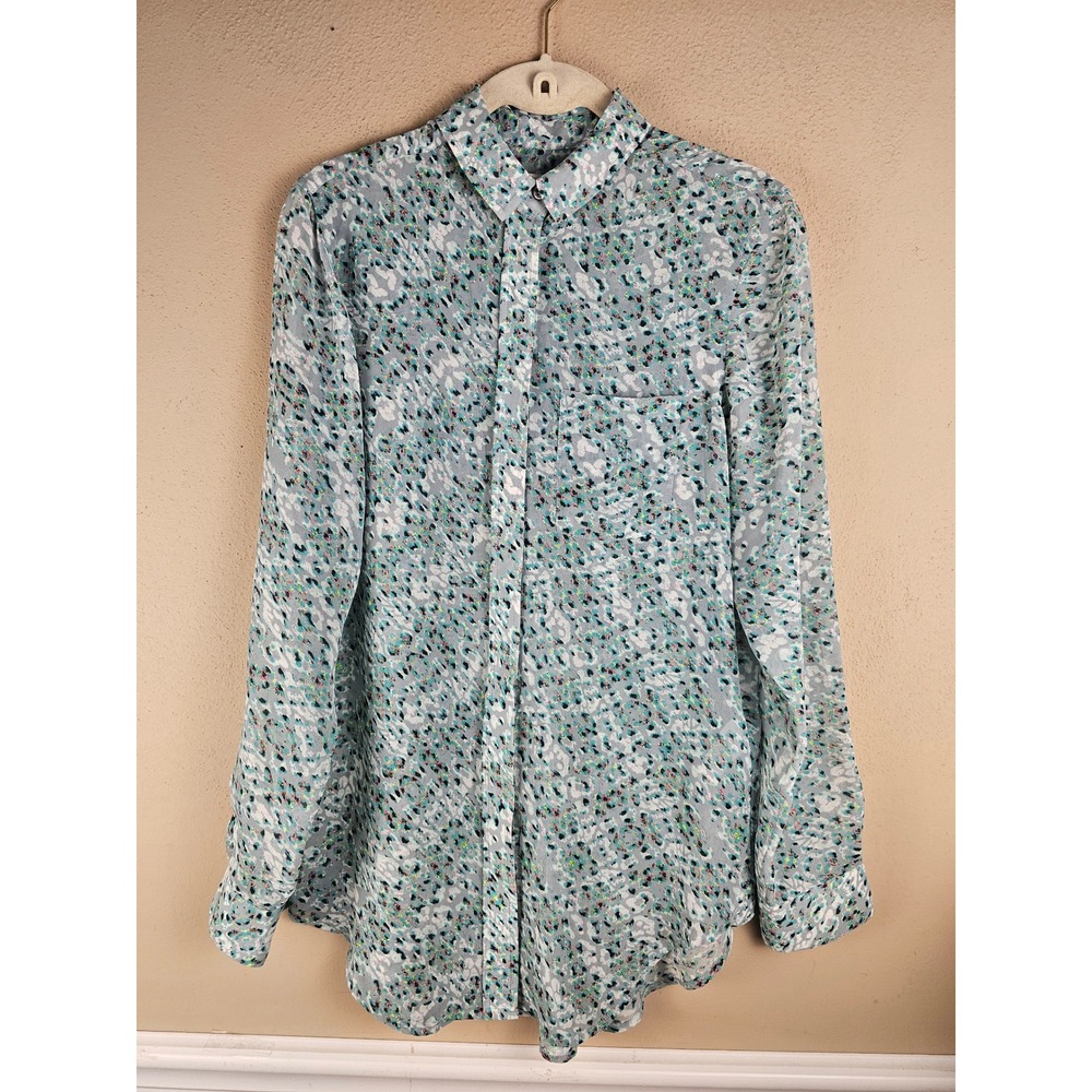 Reiss Womens Green Multi Long Sleeve Button Down Shirt Blouse 2 - Missing Button